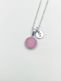 Silver Pink Druzy Agate Charm Necklace, N5259P