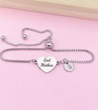 Gold or Silver Godmother Heart Bracelet God Mother Gift Ideas Personalized Customized Made to Order Jewelry, D001
