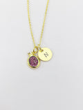 Gold Pomegranate Charm Necklace Gifts Ideas Personalized Customized Monogram Made to Order Jewelry, AN3799