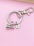 Silver Megaphone Cheerleader Charm Keychain Cheerleader Gifts Idea Personalized Made to Order Jewelry, AN5299