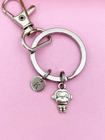 Silver Cute Monkey Charm Keychain Wildlife Love Gifts Idea Personalized Customized Made to Order Jewelry, BN160