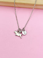 Silver Flying Pig Charm Necklace Farmer Pig Pet Gifts Idea Personalized Customized Jewelry, AN1743