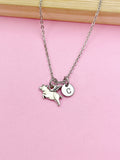 Silver Flying Pig Charm Necklace, Farmer Pig Pet Gifts, Personalized Customized Jewelry, N1743C