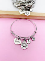 Silver Sunflower Cousin Charm Bracelet Cousin Gifts Idea Personalized Customized Jewelry N957