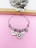 Silver Sunflower Cousin Charm Bracelet Cousin Gifts Idea Personalized Customized Jewelry N957