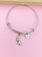 Silver Mother and Baby Giraffe Charm Bracelet Mother's Day Gifts Ideas Personalized Customized Made to Order Jewelry, N3338