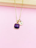 Gold Natural Amethyst Necklace February Birthday Gift Ideas Personalized Customized Jewelry, N3437