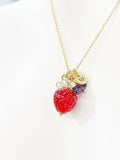 Gold Strawberry Necklace, February Natural Amethyst Gemstone, Personalized Customized Made to Order Jewelry Gift Idea, 2N4983