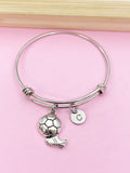 Soccer Ball Charm Bracelet, Personalized Initial, Soccer Team Gift