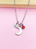 Silver Celestial Moon Charm Necklace Galaxy Gift Ideas Personalized Customized Jewelry, AN4444