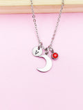 Silver Celestial Moon Charm Necklace Galaxy Gift Ideas Personalized Customized Jewelry, AN4444