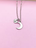 Silver Celestial Moon Charm Necklace Daughter Gift Ideas Personalized Customized Jewelry, BN4444