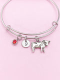Silver Cow Charm Bracelet Gifts Personalized Customized Monogram Made to Order Jewelry, AN1489