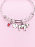 Silver Cow Charm Bracelet Gifts Personalized Customized Monogram Made to Order Jewelry, AN1489