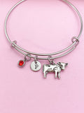 Silver Cow Charm Bracelet Gifts Personalized Customized Monogram Made to Order Jewelry, AN1489