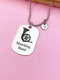 Silver Marching Band French Horn Charm Necklace or Keychain Gifts Idea Personalized Customized Made to Order Jewelry, D397