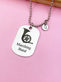 Silver Marching Band French Horn Charm Necklace or Keychain Gifts Idea Personalized Customized Made to Order Jewelry, D397