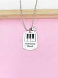 Silver Marching Band Keyboard Charm Necklace or Keychain Gifts Idea Personalized Customized Made to Order Jewelry, D400