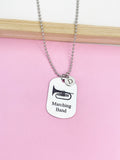 Silver Marching Band Mellophone Charm Necklace or Keychain Gifts Ideas Personalized Customized Made to Order Jewelry, D402