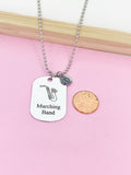 Silver Marching Band Alto Saxophone Charm Necklace or Keychain Gifts Ideas Personalized Customized Made to Order Jewelry, D403