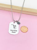 Silver Marching Band Alto Saxophone Charm Necklace or Keychain Gifts Ideas Personalized Customized Made to Order Jewelry, D403