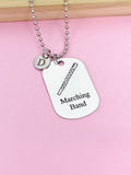 Silver Marching Band Flute Necklace or Keychain Gifts Ideas, Personalized Customized Made to Order Jewelry, D407