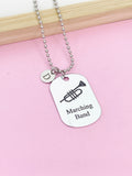 Silver Marching Band Trumpet Necklace or Keychain Gifts Ideas Personalized Customized Made to Order Jewelry, D409