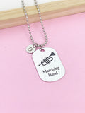 Silver Marching Band Trumpet Necklace or Keychain Gifts Ideas Personalized Customized Made to Order Jewelry, D409