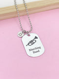 Silver Marching Band Trumpet Necklace or Keychain Gifts Ideas Personalized Customized Made to Order Jewelry, D409