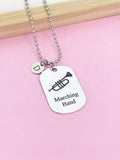 Silver Marching Band Trumpet Necklace or Keychain Gifts Ideas Personalized Customized Made to Order Jewelry, D409