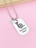 Silver Marching Band French Horn Charm Necklace or Keychain Gifts Idea Personalized Customized Made to Order Jewelry, D397
