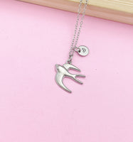 Silver Swallow Bird Charm Necklace Mother Daughter Jewelry Gifts Ideas, Personalized Customized Jewelry, N785B