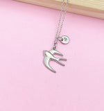 Silver Swallow Bird Charm Necklace Mother Daughter Jewelry Gifts Ideas, Personalized Customized Jewelry, N785B