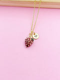 Gold Raspberry Charm Necklace Fruit Foodie Birthday Gifts Idea, Personalized Customized Jewelry, N5269