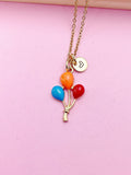 Gold Balloon Charm Necklace Gifts Ideas Personalized Customized Monogram Made to Order Jewelry, AN3185