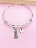 Silver Abacus Bookkeeping Charm Bracelet Gifts Ideas Personalized Customized Monogram Made to Order Jewelry, N1500