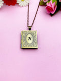 Miniature Book Locket Necklace, Personalized Customized Monogram Made to Order Jewelry, AN2130
