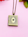 Miniature Book Locket Necklace, Personalized Customized Monogram Made to Order Jewelry, AN2130