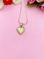 Gold TINY Heart Locket Necklace, Personalized Customized Monogram Made to Order Jewelry, D392G