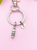 Silver Water Bottle Charm Keychain, Personalized Customized Monogram, Made to Order Jewelry, N569C