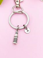 Silver Water Bottle Charm Keychain, Personalized Customized Monogram, Made to Order Jewelry, N569C