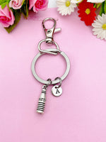 Silver Water Bottle Charm Keychain Gifts Personalized Customized Monogram Made to Order Jewelry, AN569