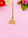 Gold Croissant Charm Necklace Gifts Ideas Personalized Customized Monogram Made to Order Jewelry, AN3580