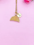 Gold Croissant Charm Necklace Gifts Ideas Personalized Customized Monogram Made to Order Jewelry, AN3580