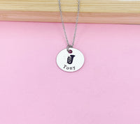 Silver Tuba Charm Necklace Music Instrument School Marching Band Gifts Idea Personalized Customized Made to Order, D417