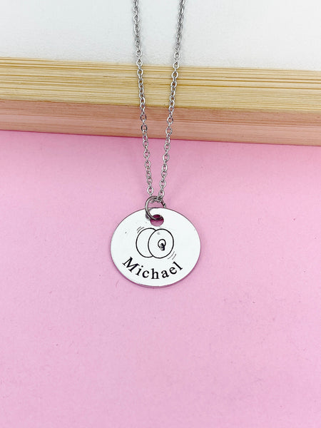 Silver Cymbals Charm Necklace Music Instrument School Marching Band Gift Idea Personalized Customized Made to Order D420