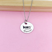 Silver Mellophone Charm Necklace Music Instrument School Marching Band Gift Idea Personalized Customized Made to Order D421