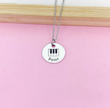 Silver Piano Keyboard Charm Necklace Music Instrument School Marching Band Gift Idea Personalized Customized Made to OrderD422
