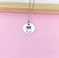 Silver Piano Keyboard Charm Necklace Music Instrument School Marching Band Gift Idea Personalized Customized Made to OrderD422