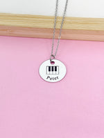 Silver Piano Keyboard Charm Necklace Music Instrument School Marching Band Gift Idea Personalized Customized Made to OrderD422